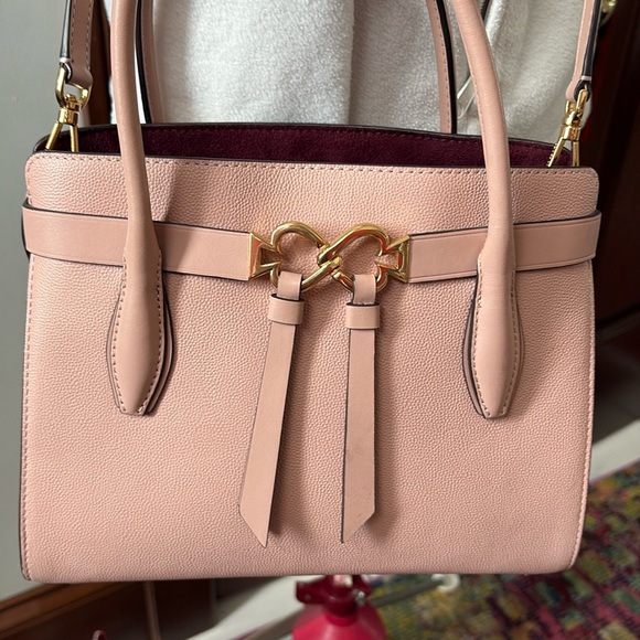 Kate Spade  Satchel  Crossbody bag pebble leather  dusty Rose ♠️ gold tone decor - Picture 1 of 17